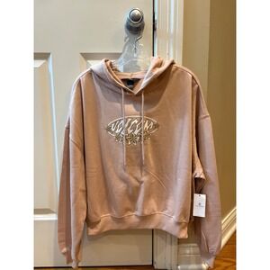 New Volcom True To This Cropped $55 Hoodie Peach Sweatshirt Womens XS